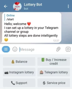 Telegram lottery bot-Main Menu