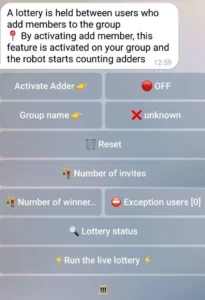 Telegram lottery bot-adders